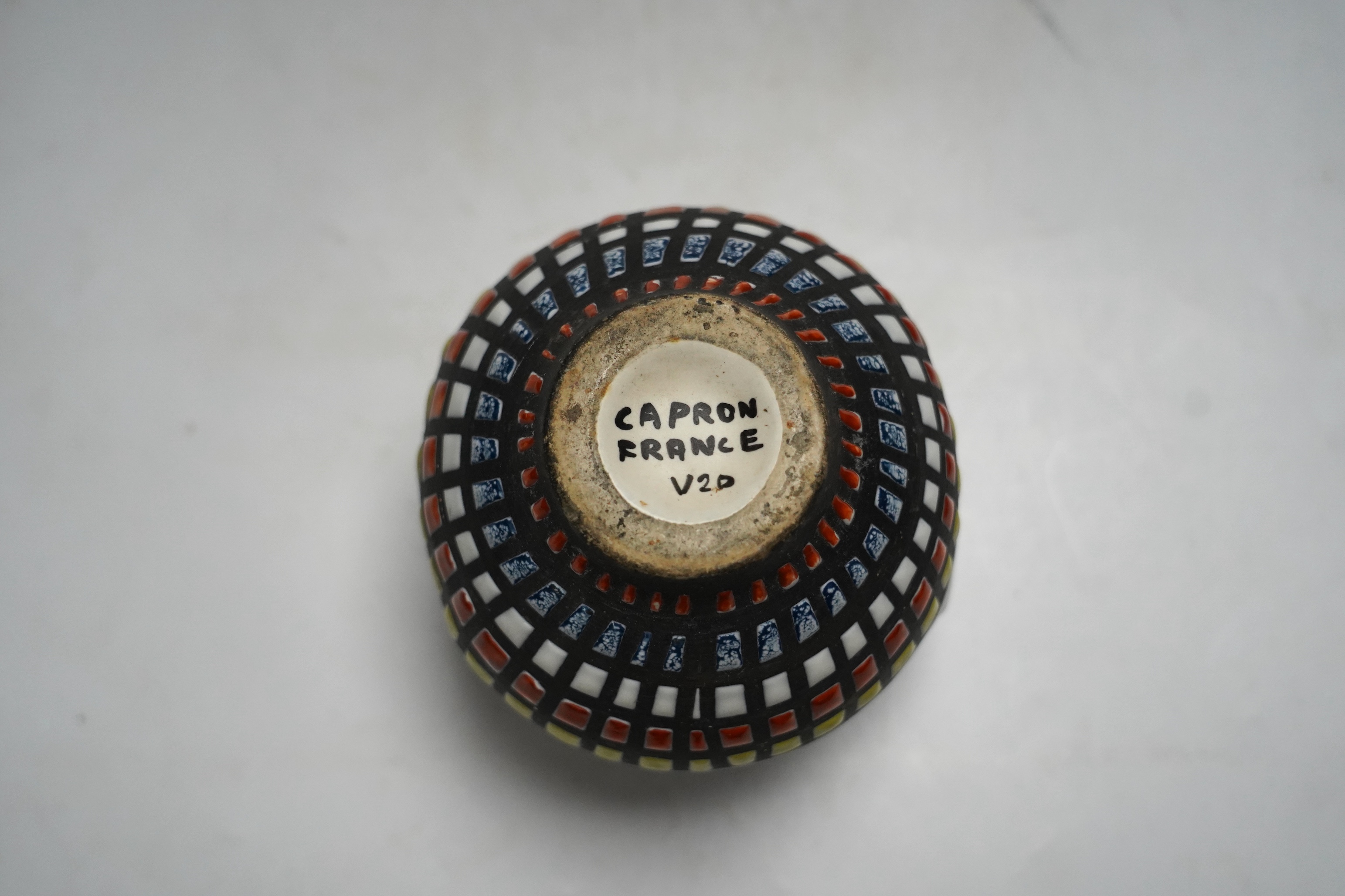 A Roger Capron (French, 1922-2006), a ceramic vase, signed to base ‘CAPRON FRANCE V2D’, 16cm
